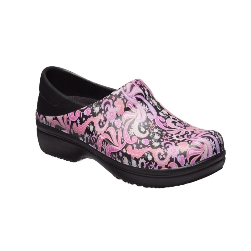 Crocs Neria Pro II Graphic Clogs Womens 11 Pink Swirl Floral Slip-On Work Shoes